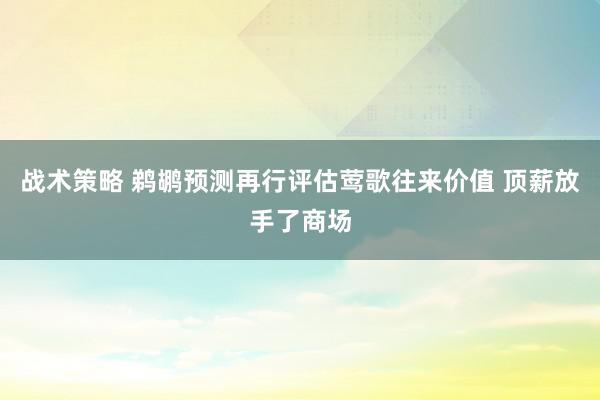 战术策略 鹈鹕预测再行评估莺歌往来价值 顶薪放手了商场