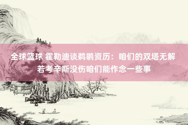 全球篮球 霍勒迪谈鹈鹕资历：咱们的双塔无解 若考辛斯没伤咱们能作念一些事