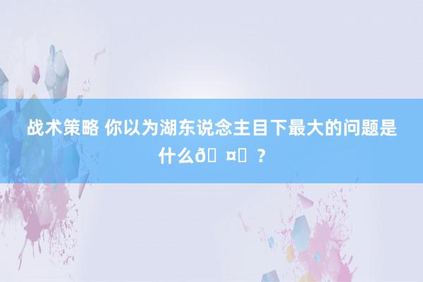 战术策略 你以为湖东说念主目下最大的问题是什么🤔？