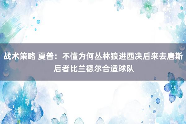 战术策略 夏普：不懂为何丛林狼进西决后来去唐斯 后者比兰德尔合适球队