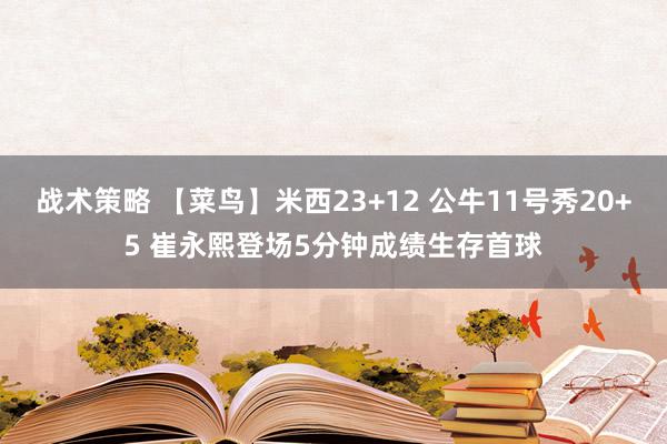 战术策略 【菜鸟】米西23+12 公牛11号秀20+5 崔永