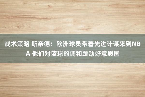 战术策略 斯奈德：欧洲球员带着先进计谋来到NBA 他们对篮球的调和跳动好意思国