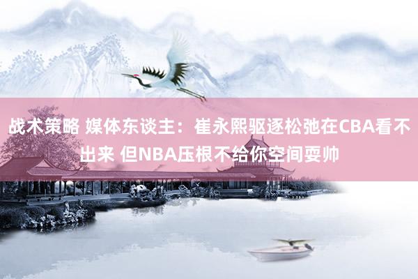 战术策略 媒体东谈主：崔永熙驱逐松弛在CBA看不出来 但NBA压根不给你空间耍帅